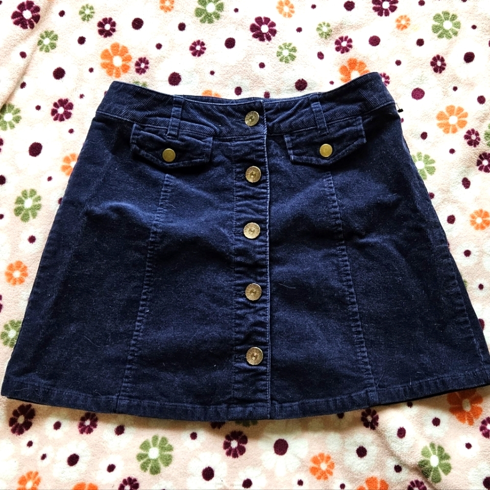 Navy Blue Corduroy Skirt
